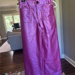 Anthropologie Maeve Pink Faux Leather Pants
